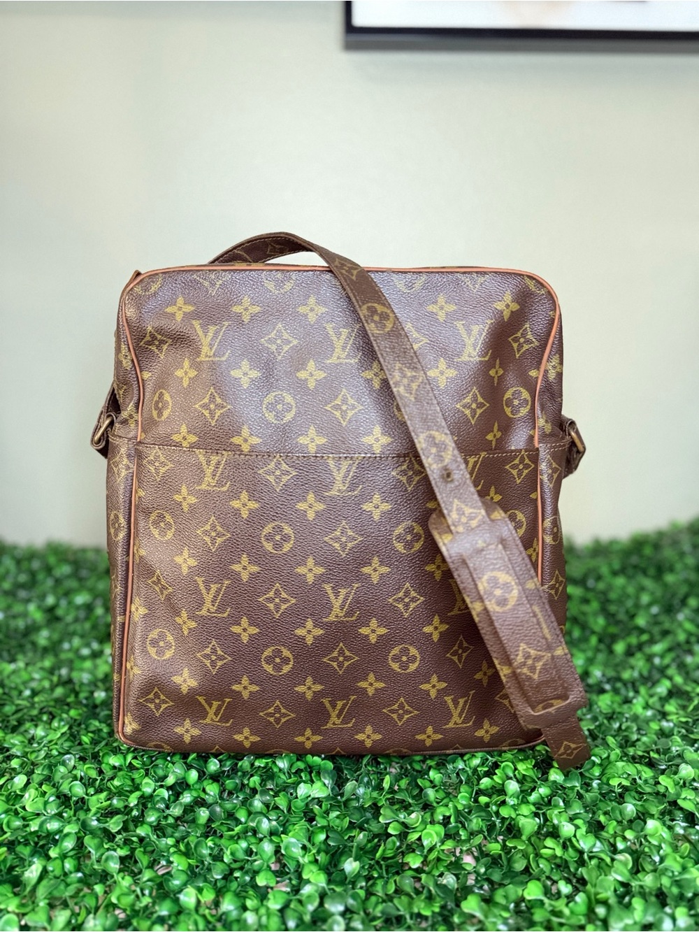 Louis Vuitton Brown Monogram Messenger Bag with Gold Accents